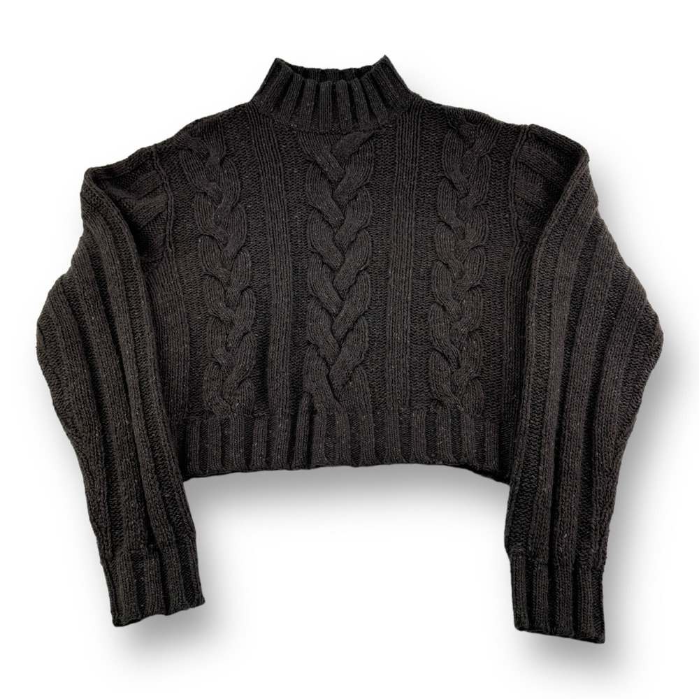 Vintage‎ Basco Gray Cable Knit Wool Blend Long Sleeve Sweater Womens Size Medium
